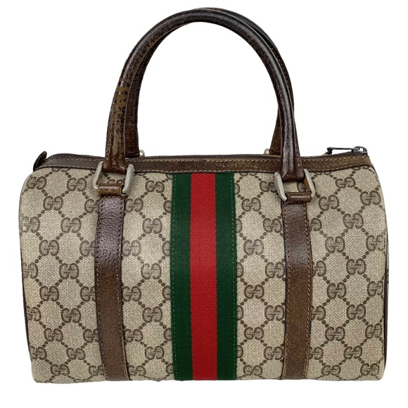 GUCCI Vintage Monogram Stripe Boston Bag - Picture 4 of 14